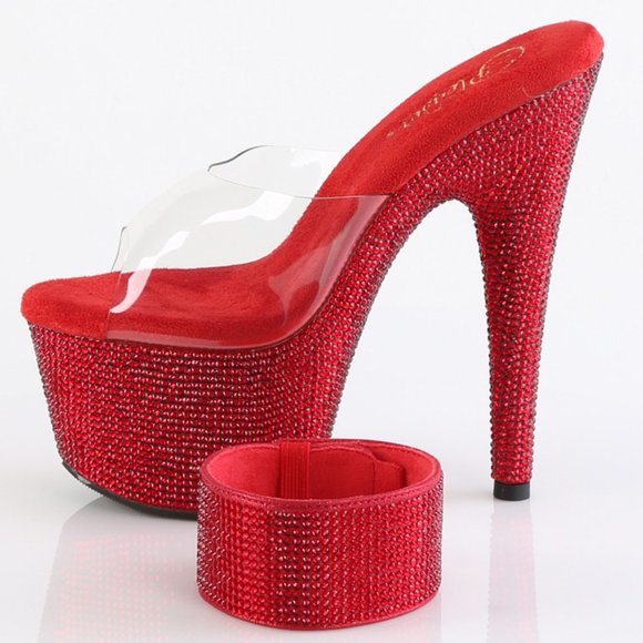 Rhinestone High Heel Mules Platform Shoes